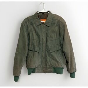 Vintage Outbrook Leather Bomber Jacket Flight Coat Aviator Unisex Fits Med/Large